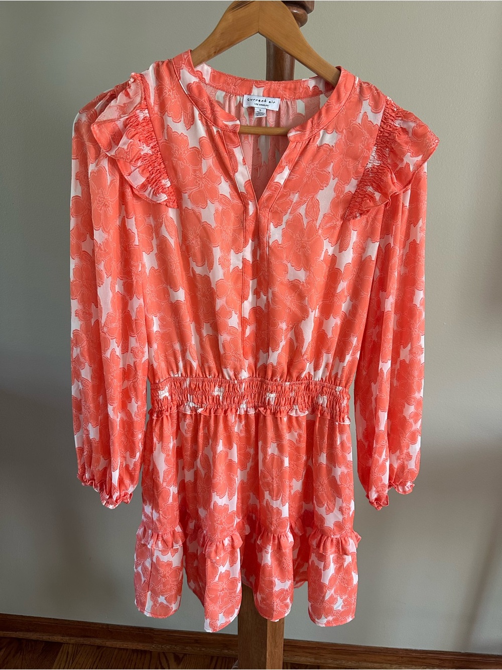 Current Air Coral Floral Smocked Waist Dress